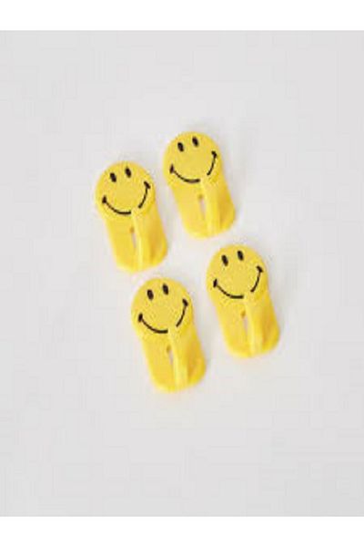 Generic 10 Pcs 4-Piece Yellow Smiley Face Shape Wall Hook for Home and Kitchen