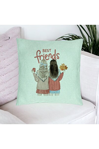 BEKZ Fata De Perna, Model Best Friends, 40x40 Cm, Verde Menta, Husa Detasabila