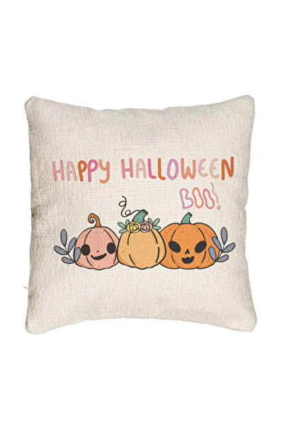 BEKZ Perna Decorativa Canapea cu motiv Dovleac si Text de Halloween, Multicolor, 40x40 cm, Cu fermoar
