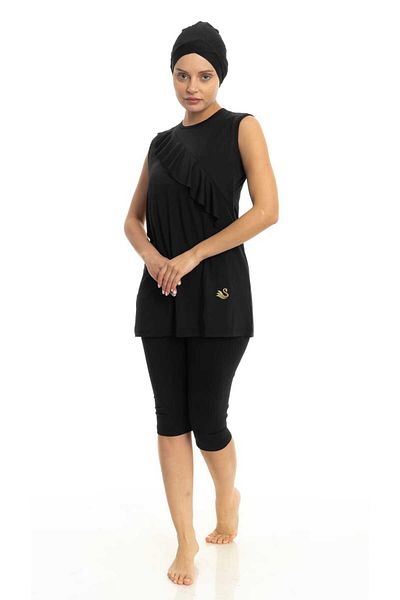 Differend Zero Sleeve Semi-Hijab Swimsuit