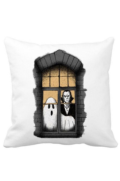 BEKZ Halloween Ghost And Vampire Pillowcase, 40x40 Cm, White, Matte