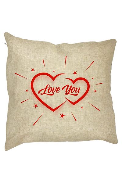 BEKZ Perna Decorativa Patrata Love You, 40x40 cm, Husa Detasabila, Burduf