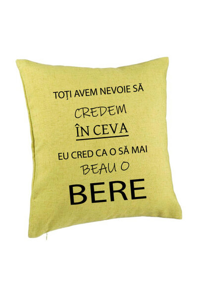 BEKZ Față de pernă, model I'm Beau A Beer, 40x40 cm, verde