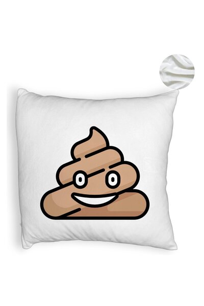 BEKZ Perna Decorativa Fluffy, Model Poo Emoji, 40x40 cm, Alba, Husa Detasabila, Burduf