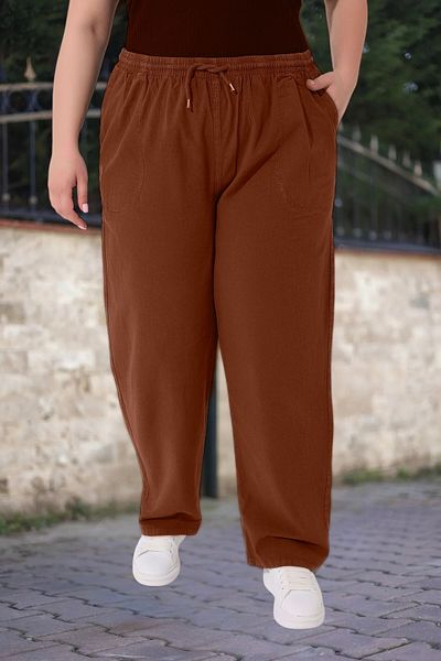 Malerind Large Size Trousers Look Comfortable Fit Raw Cloth Sweatpants Linen 100% Cotton