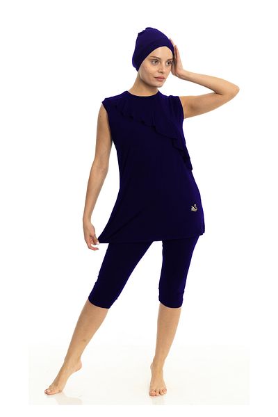 Differend Zero Sleeve Semi-Hijab Swimsuit