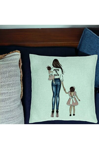 BEKZ Perna Decorativa, Model Mom of Girls, 40x40 cm, Verde Menta, Husa Detasa...