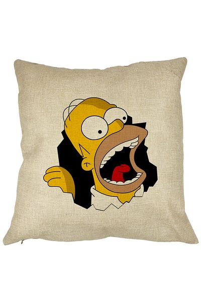 BEKZ Perna Decorativa Patrata Simpsons Homer 2, 40x40 cm, Husa Detasabila, Burduf
