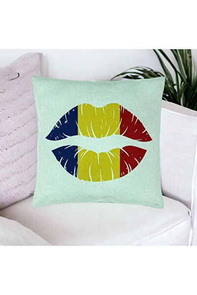 BEKZ Față de pernă, model sărut românesc, 40x40 cm, verde mentă
