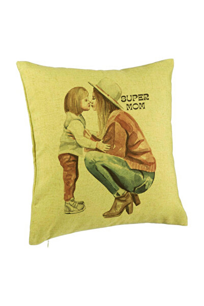 BEKZ Perna Decorativa, Model Super Mom Girl, 40x40 cm, Verde, Husa Detasabila...