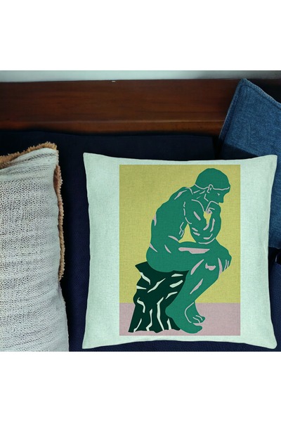 BEKZ Pillowcase, The Thinker Model, 40x40 Cm, Mint Green
