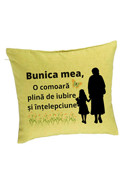 BEKZ Perna Decorativa pentru Bunica 18, 40x40 cm, Verde, Husa Detasabila, Burduf