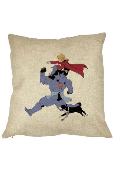 BEKZ Perna Decorativa cu Full Metal Alchemist 2, 40x40 cm, Husa Detasabila, B...