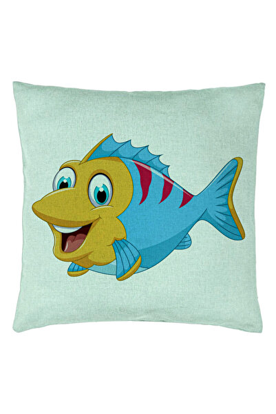 BEKZ Pernă decorativă, model pentru copii cu pești verde mentă, 40x40 cm, ver...