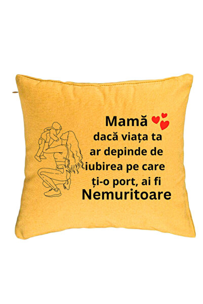 BEKZ Perna Decorativa, Model pentru Mama 10, 40x40 cm, Galben, Husa Detasabil...