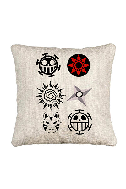 BEKZ Fata de perna Canapea cu Naruto symbols, 40x40 cm, Cu fermoar