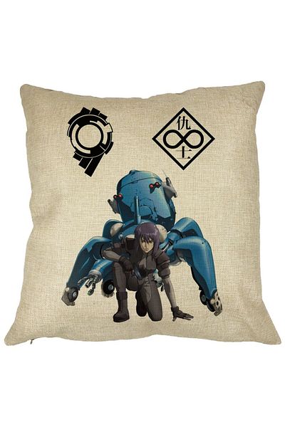 BEKZ Perna Decorativa cu Ghost in the Shell, 40x40 cm, Husa Detasabila, Burduf