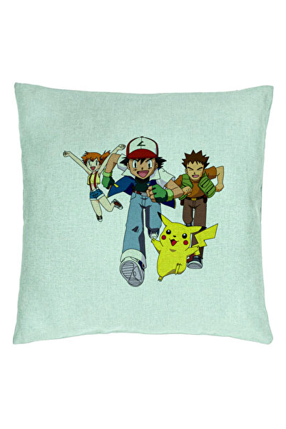 BEKZ Perna Decorativa cu Pokemon Pikachu, 40x40 cm, Verde Menta, Husa Detasab...