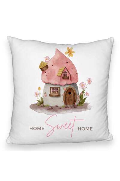 BEKZ Perna Decorativa Fluffy, Model Home Sweet Home 1, 40x40 cm, Alba, Husa D...