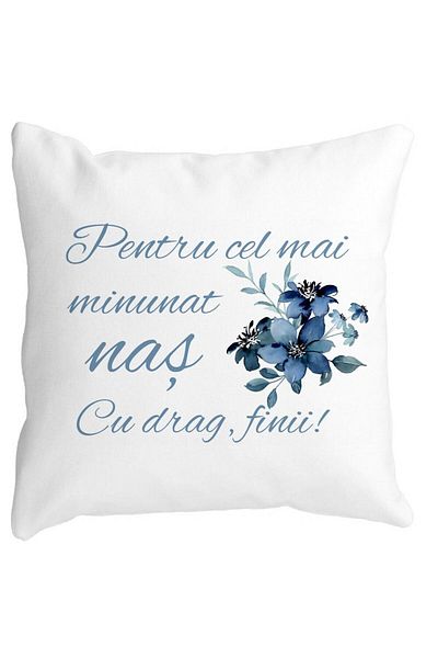 BEKZ Perna Decorativa pentru Nas 1, 40x40 cm, Alba, Mata, Husa Detasabila, Burduf