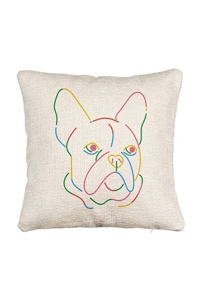 BEKZ Fata de perna Canapea, Model Doggo MultiColor, 40x40 cm, Cu fermoar