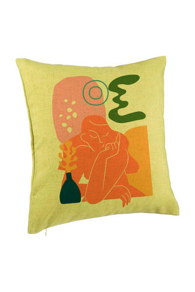 BEKZ Perna Decorativa, Model Abstracta 1, 40x40 cm, Verde, Husa Detasabila, B...