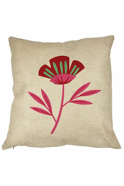BEKZ Perna Decorativa Patrata Florale Red Paradise, 40x40 cm, Husa Detasabila, Burduf