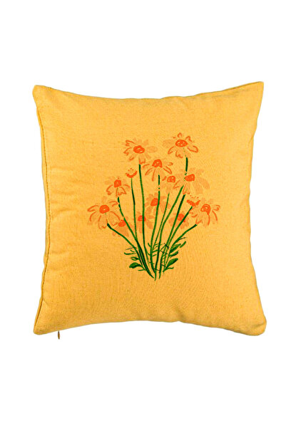 BEKZ Față de pernă, model floral cu margarete, 40x40 cm, galbenă