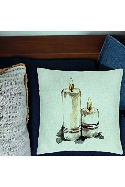 BEKZ Декоративна възглавница с коледна тематика, 1 свещ, 40x40 см, ментово зе...