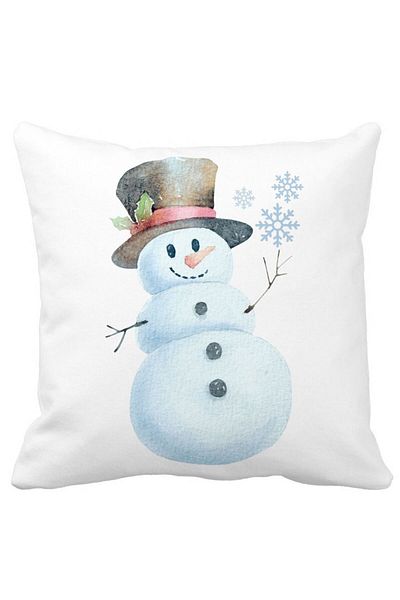 BEKZ Christmas Decorative Pillow Snowman, 2, 40x40 cm, White, Matte, Removable Cover, Bellows