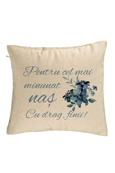 BEKZ Perna Decorativa pentru Nas 1, 40x40 cm, Bej, Husa Detasabila, Burduf