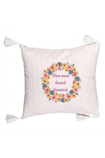BEKZ Decorative Pillow with Fringes for Grandma 14, 45x45 cm, With zipper