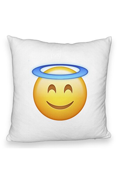 BEKZ Perna Decorativa Fluffy, Model Model Emoji Zen, 40x40 cm, Alba, Husa Detasabila, Burduf