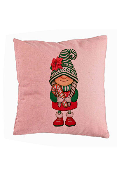 BEKZ Perna Decorativa cu tematica de Craciun, Gnom 5, 40x40 cm, Roz, Husa Det...