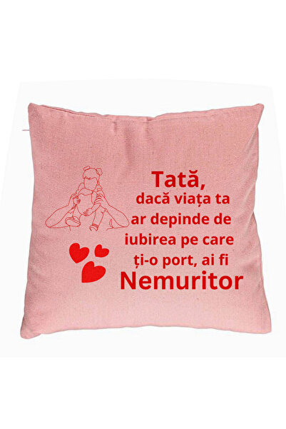 BEKZ Perna Decorativa, Model pentru Tata 2, 40x40 cm, Roz, Husa Detasabila, B...