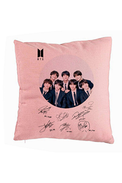 BEKZ Față de pernă BTS Army In Suit cu semnături, 40x40 cm, roz