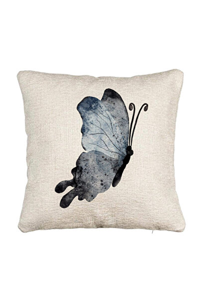 BEKZ Fata de perna Canapea, Model Fluture 2, Blue and Black 40x40 cm, Cu fermoar