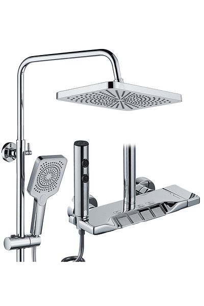 ferrara La Brocca BBS001 shower column, 4 functions, Adjustable jet, Fixed shower with rain function,Silver
