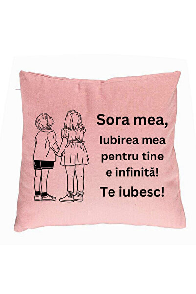 BEKZ Perna Decorativa Sora mea 18, 40x40 cm, Roz, Husa Detasabila, Burduf