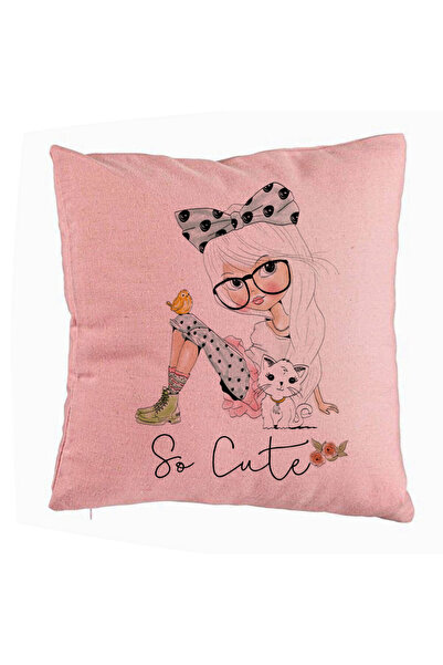 BEKZ Perna Decorativa, Model So Cute, 40x40 cm, Roz, Husa Detasabila, Burduf