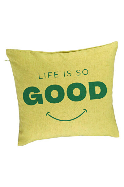 BEKZ Μαξιλαροθήκη, Life Is So Good Pattern, 40x40 εκ., Πράσινο