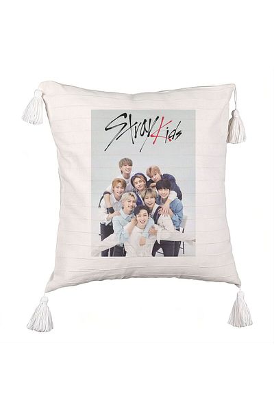 BEKZ Fringed Pillowcase, Stray Kids 12, 45×45 cm, With zipper