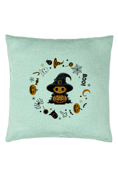 BEKZ Față de pernă cu motiv de Halloween 7, 40x40 cm, verde mentă
