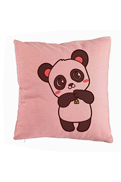 BEKZ Perna Decorativa, Model Urs Panda, 40x40 cm, Roz, Husa Detasabila, Burduf