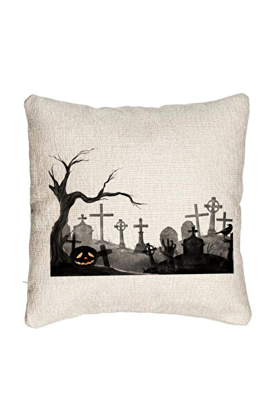 BEKZ Perna Decorativa Canapea cu motiv Cimitir de Halloween, 40x40 cm, Cu fermoar