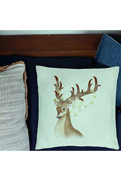 BEKZ Față de pernă de Crăciun cu reni, 1, 40x40 cm, verde mentă