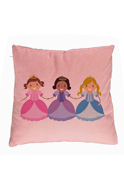 BEKZ Perna Decorativa, Model 3 Printese, 40x40 cm, Roz, Husa Detasabila, Burduf