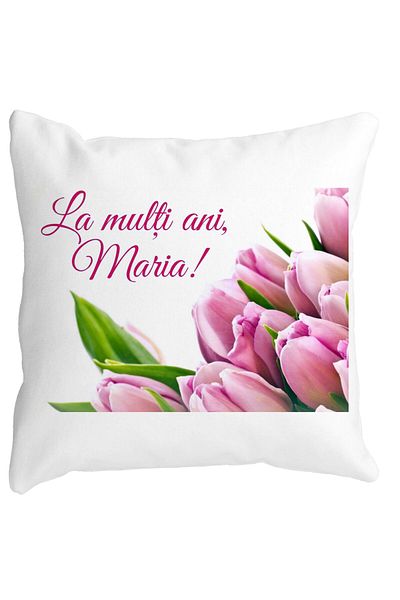 BEKZ Happy Birthday Maria Pillowcase, 40x40 Cm, White, Matte