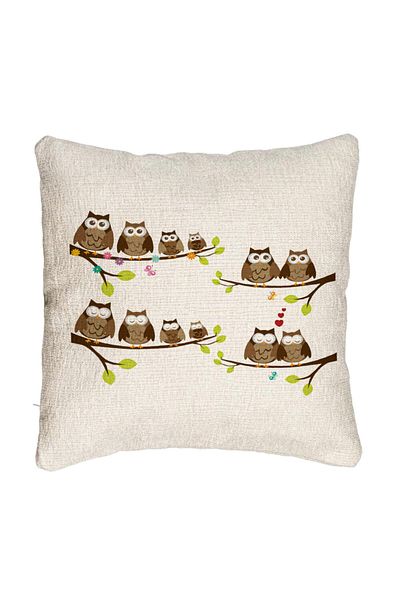 BEKZ Fata de perna Canapea, Model Bufnite, 40x40 cm, Cu fermoar