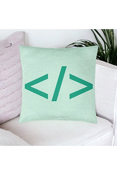 BEKZ Perna Decorativa, Model IT Coder, 40x40 cm, Verde Menta, Husa Detasabila...